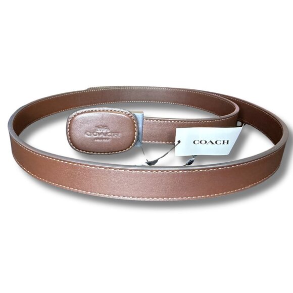 NWT Coach Eliza Leather Belt Maple Brown Buckle Size 42 CW737